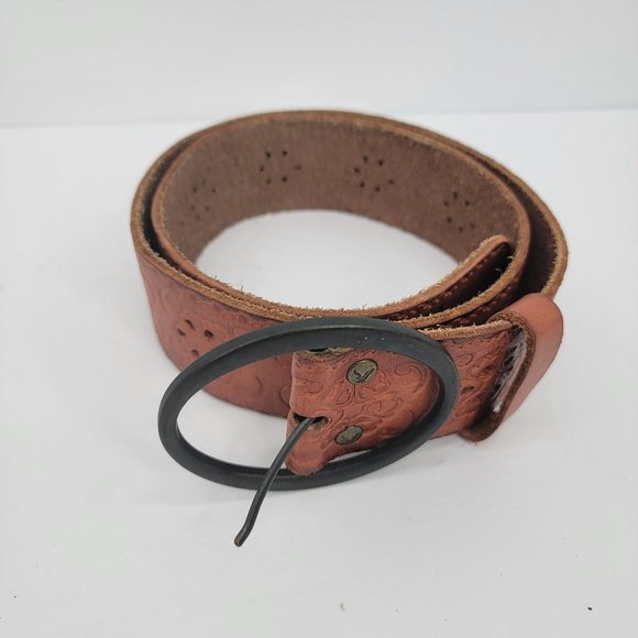 American Eagle Outfitters Genuine Leather Belt Brown Large Buckle Western Womens - Picture 3 of 7
